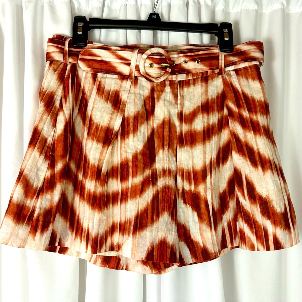 Banana Republic Brown Tie Dyed Pleated Linen Skorts Shorts NWT 8 Medium